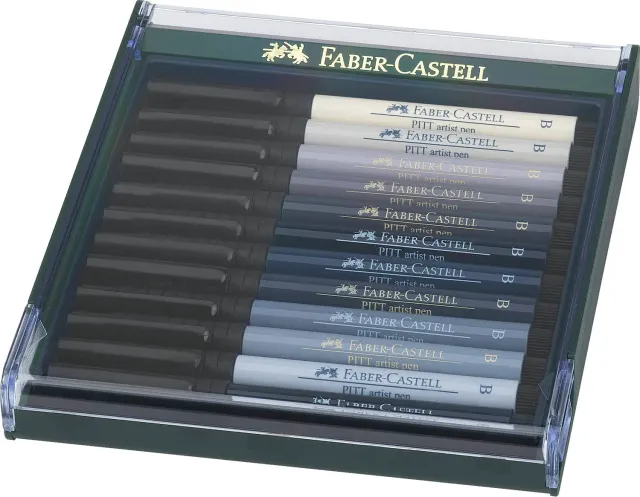 Faber-Castell Pitt Artist Pen Brush Grau 12 Stifte