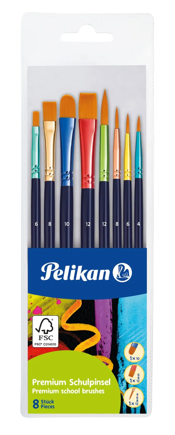 Pelikan Schulpinsel-Set Pinsel 8er-Etui Synthetikhaar