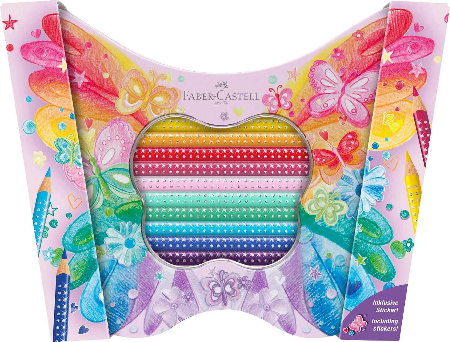 Faber-Castell Sparkle Schmetterling Buntstifte 20er Set pastell