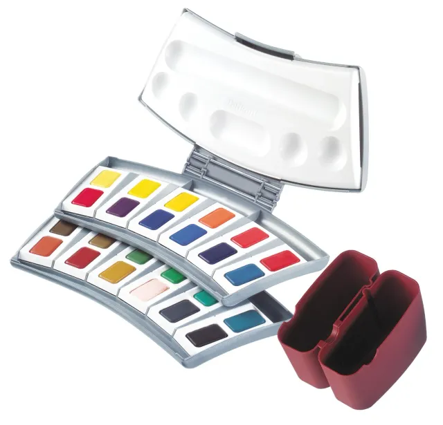 Pelikan Aquarell-Malkasten 24 Farben mit Wasserbechern lichtbeständig