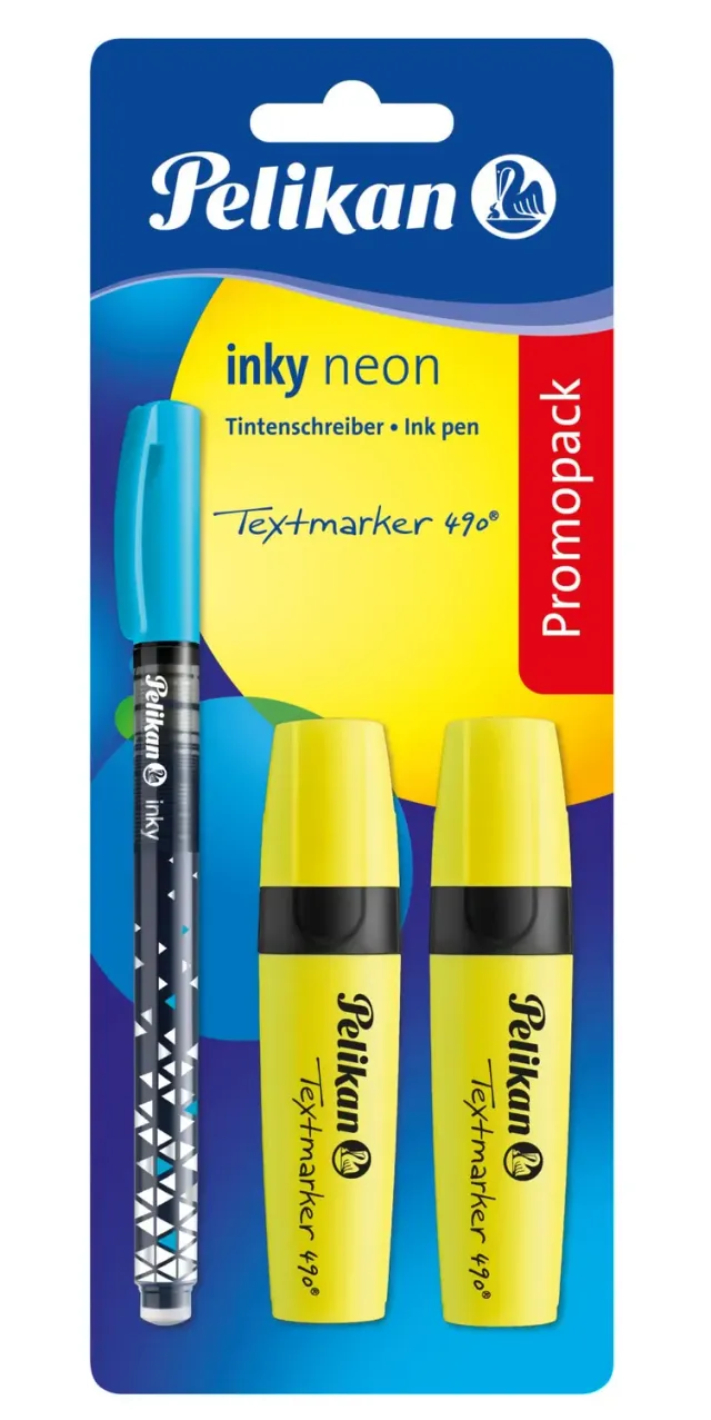 Pelikan 490 Inky 819589 Textmarker-Set 3er Gelb Neonblau