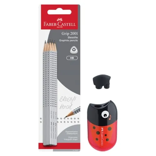 Faber-Castell Schreibset Bleistifte und Käfer Spitzer 6-teilig