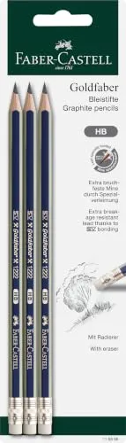 Faber-Castell GOLDFABER 116896 Bleistift HB 3 Stück mit Radiergummi