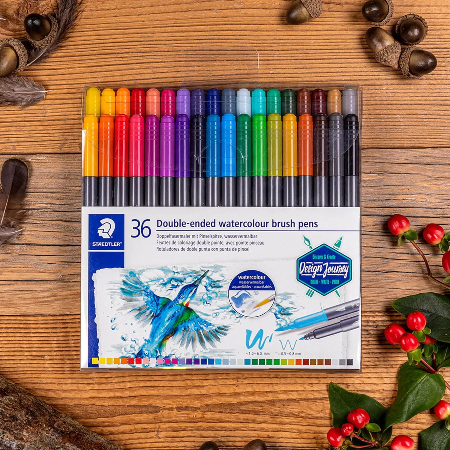 STAEDTLER 3001 Doppelfasermaler Pinselstifte Etui