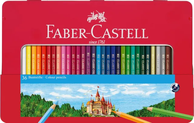 Faber-Castell Hexagonal Buntstifte 36-teilig Metalletui deckend
