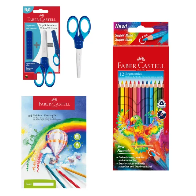 Faber-Castell Kreativ Set Buntstifte mit Schere und Malblock