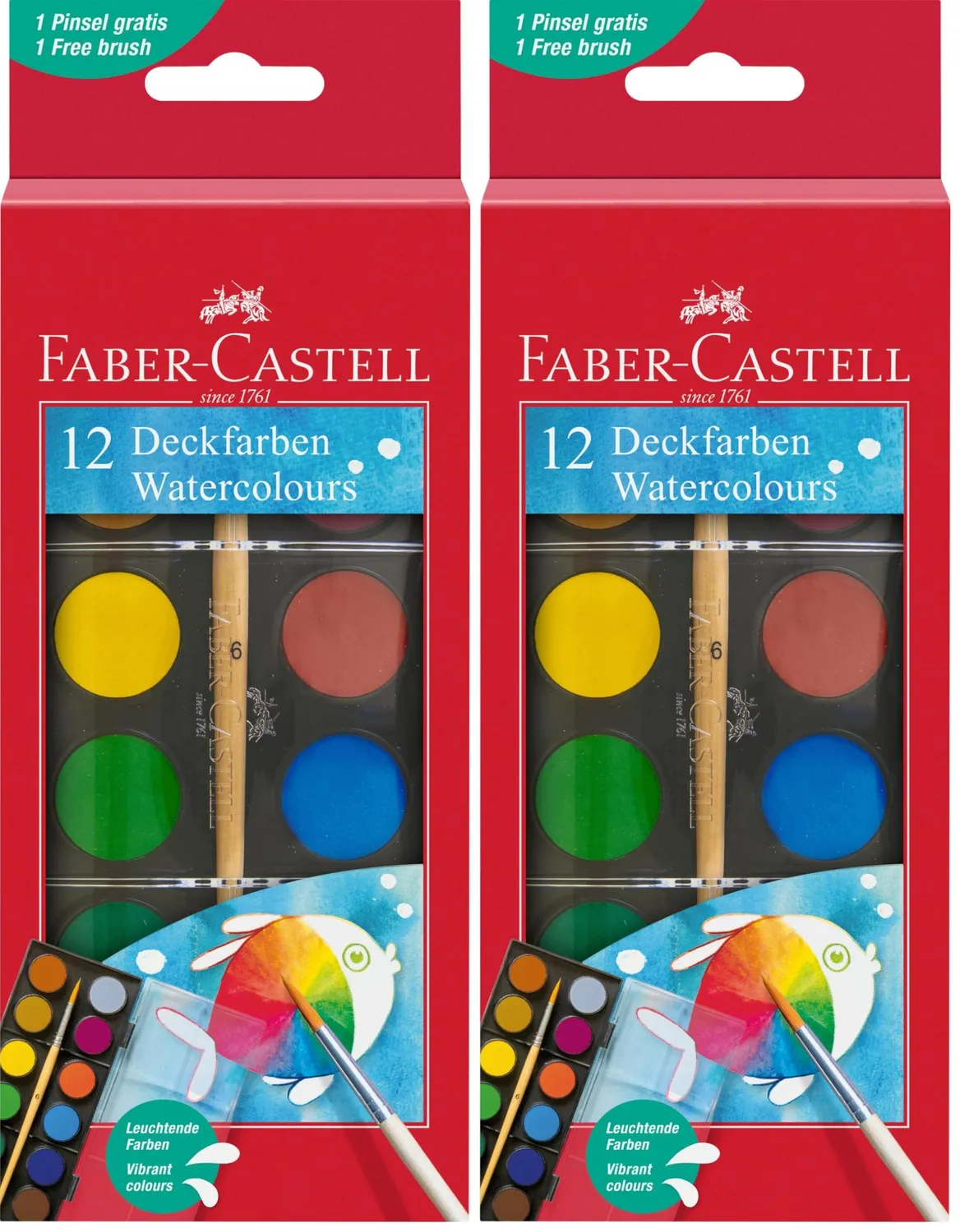 Faber-Castell Wasserfarbkasten Deckfarben mit Pinsel