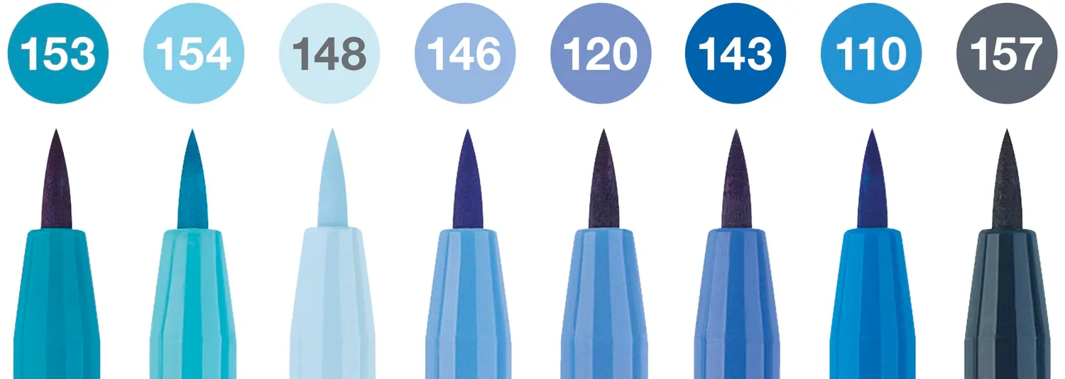 Faber-Castell Pitt Artist Pen Brush Tuschestift 8er The Blues wasserfest