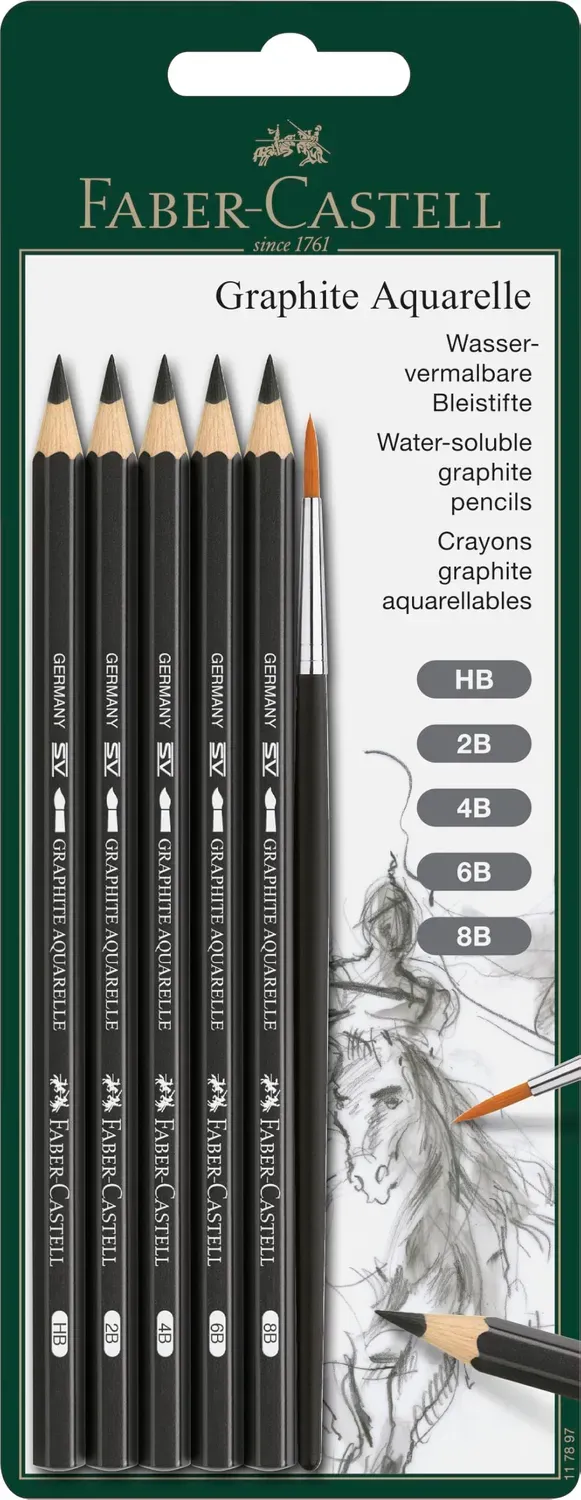 Faber-Castell Graphite Aquarelle Bleistifte 6er Set wasservermalbar