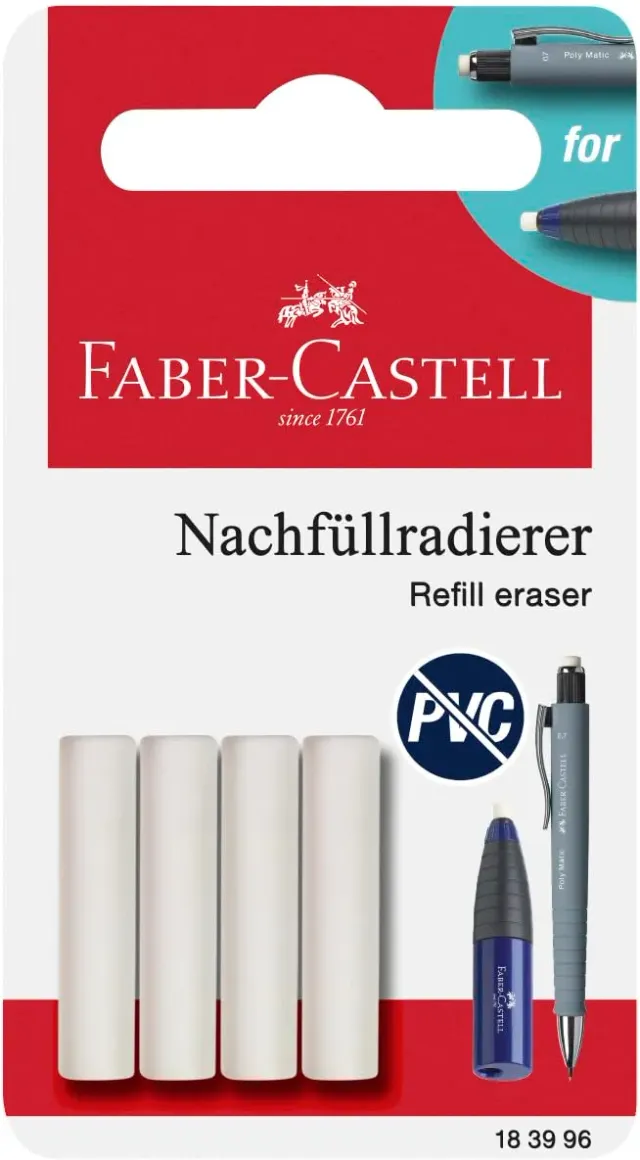 Faber-Castell Eraser Pen Ersatzradierer 4er Blister PVC-frei
