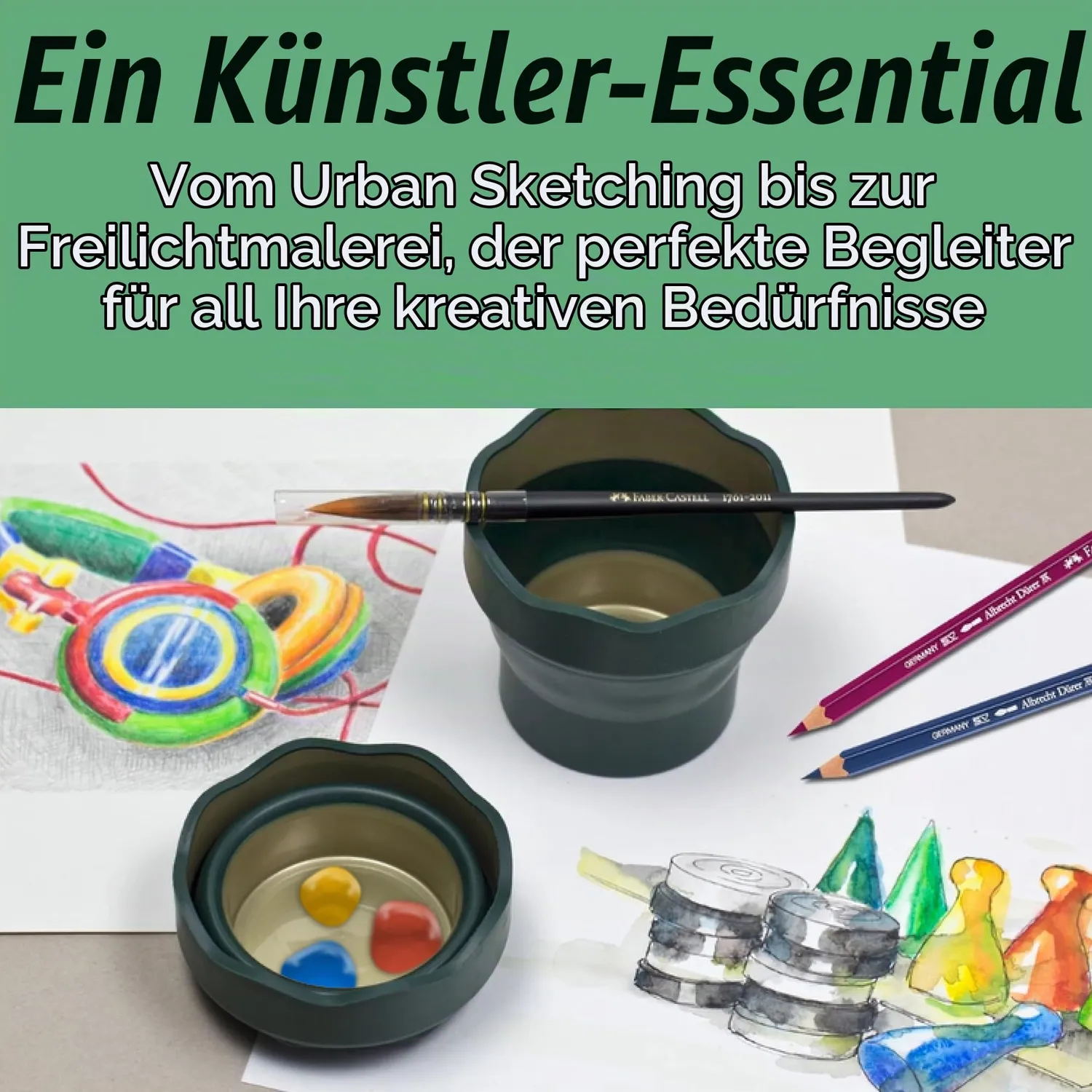 Faber-Castell Clic & Go 181520 Wasserbecher grün faltbar