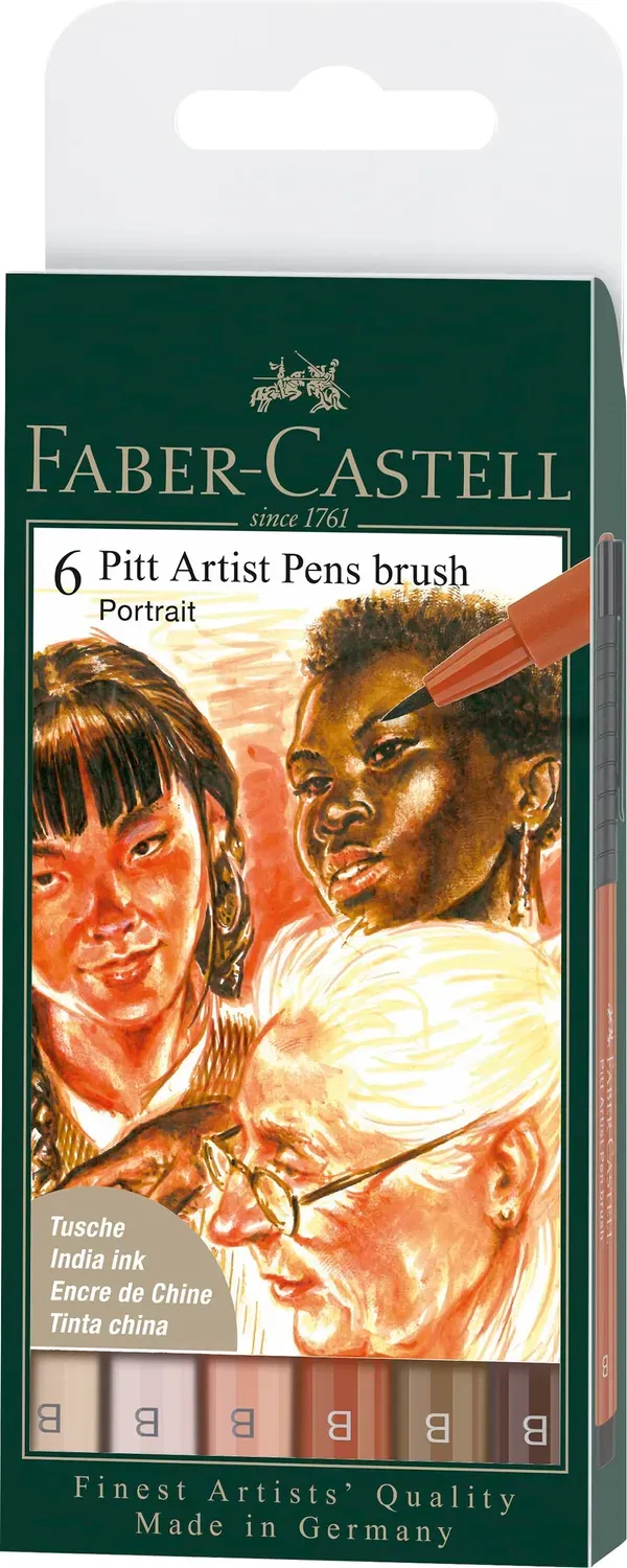 Faber-Castell Pitt Artist Pen Brush Portrait Tuschestifte 6er wasserfest