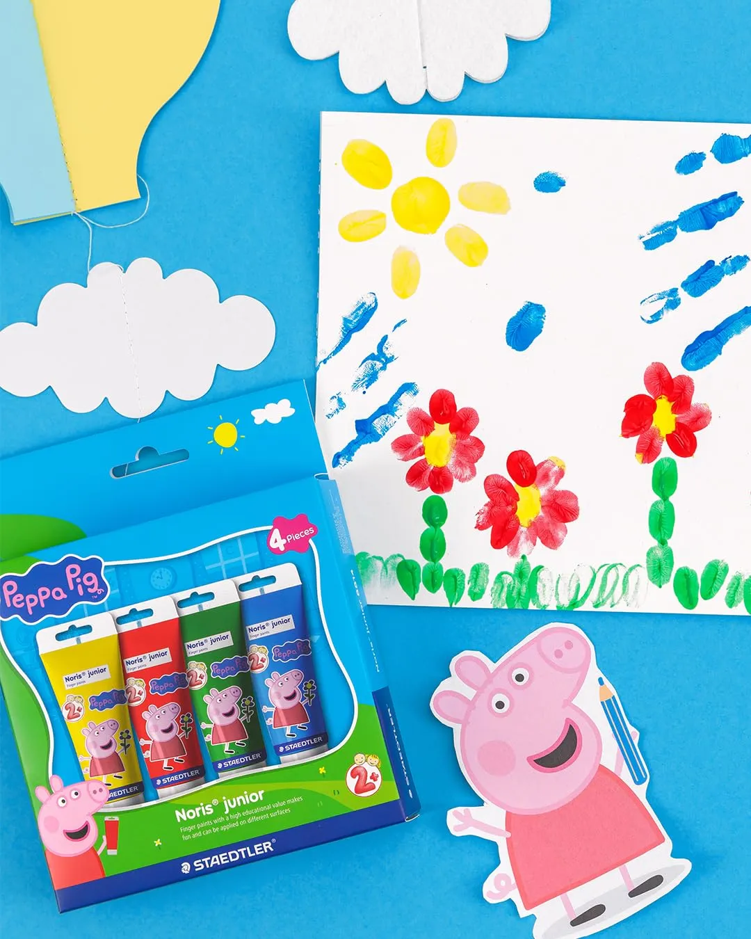 STAEDTLER Noris junior Peppa Wutz Fingerfarben 4er Set mischbar
