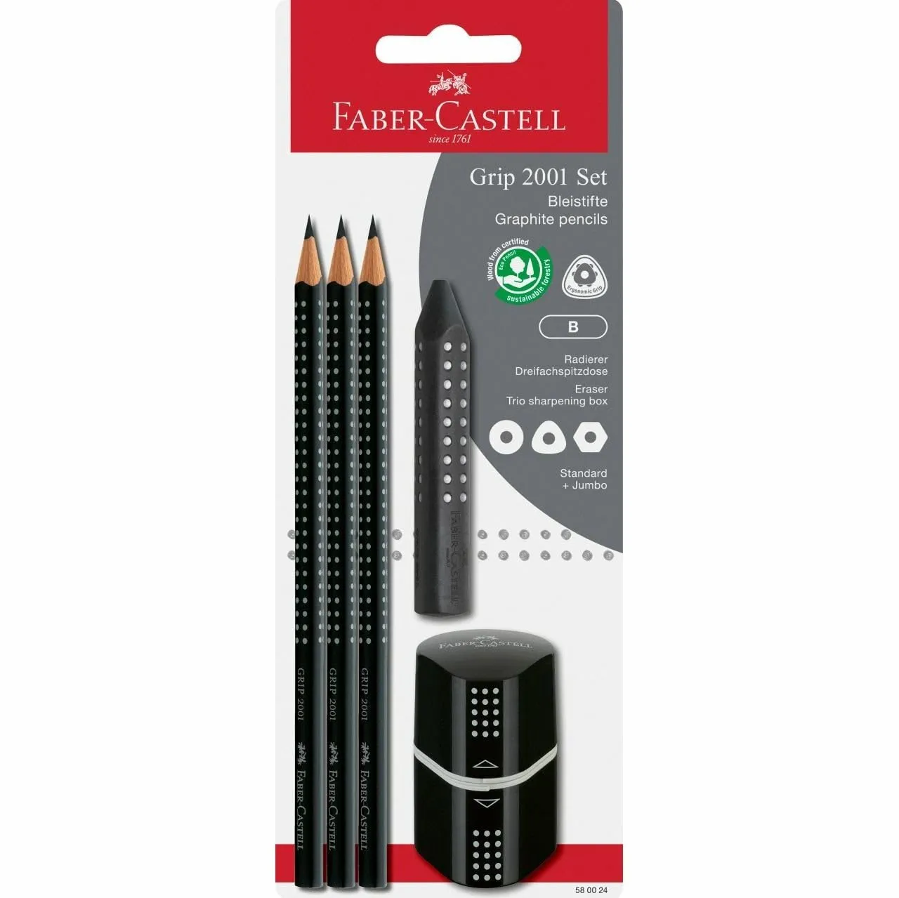 Faber-Castell Grip 2001 Bleistiftset 5-teilig B