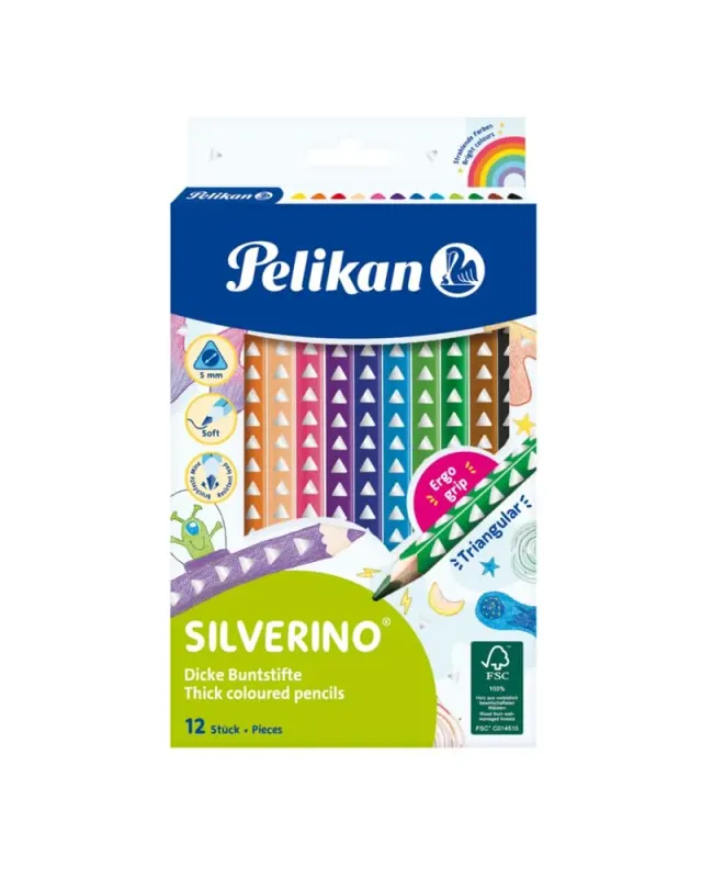 Pelikan Silverino Buntstifte-Set dreikant dick