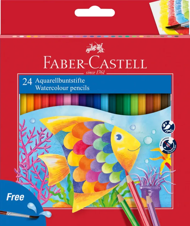 Faber-Castell Aquarell Farbstift 24er Kartonetui waschbar