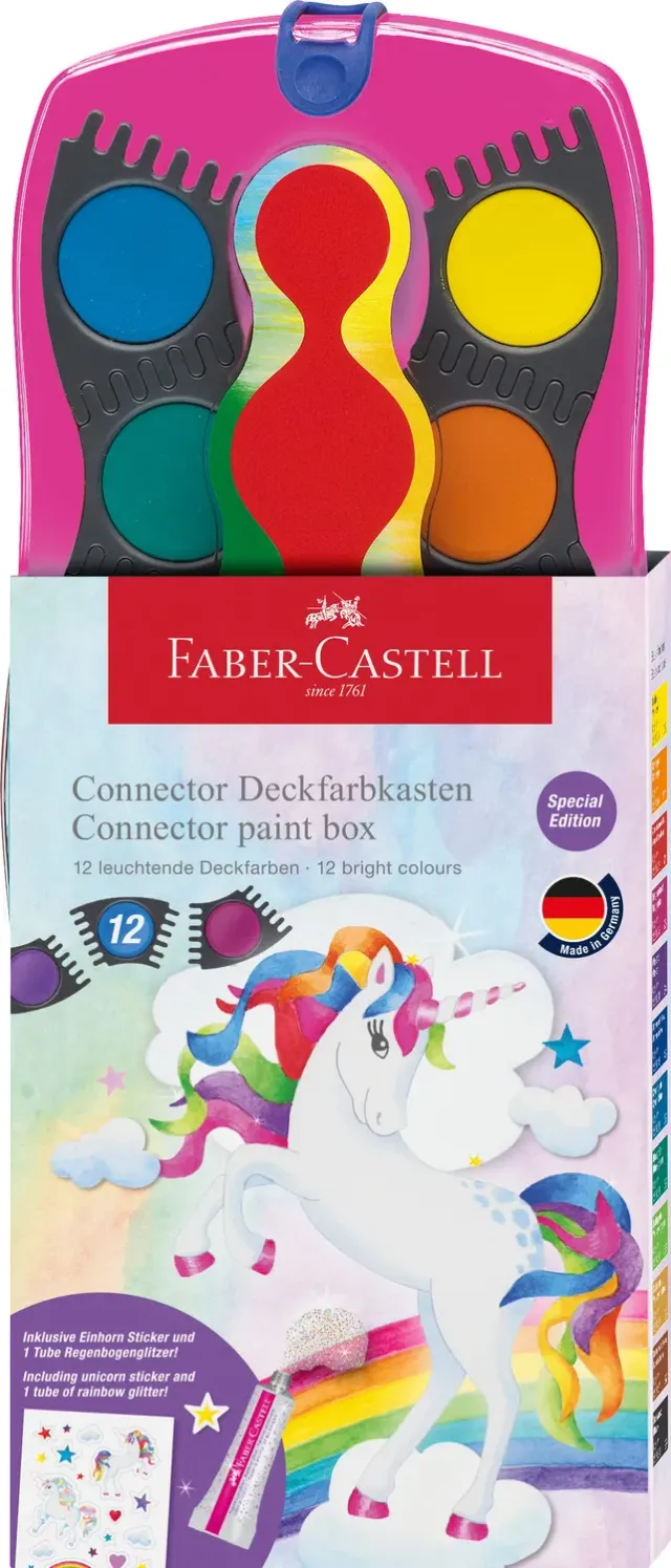 Faber-Castell Connector Wasserfarbkasten Einhorn 12 Farben