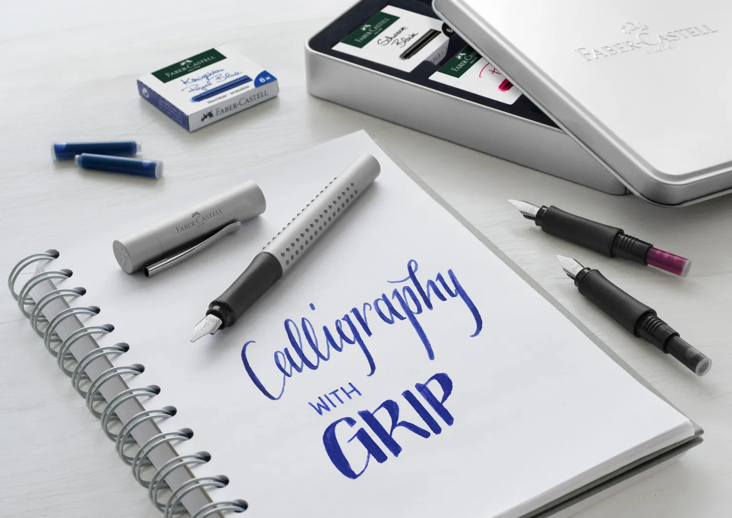 Faber-Castell Grip 2011 201629 Kalligrafie-Set silber 3er 3 Farben