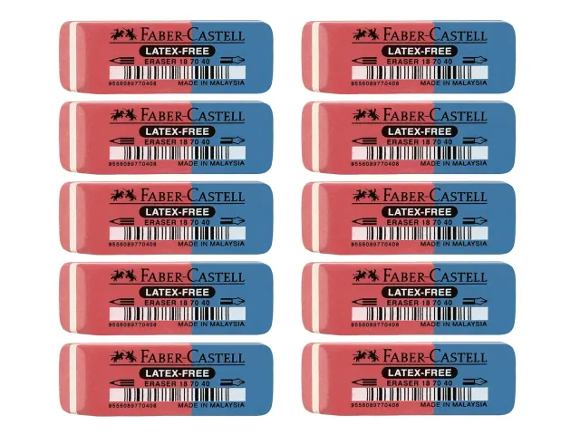 Faber-Castell Kombi-Radierer Tinte/Blei 10 Stück latexfrei