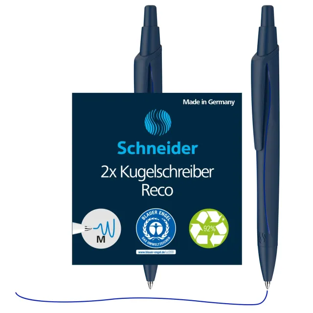 Schneider Reco 73183 Kugelschreiber 2er Set blau recycelt