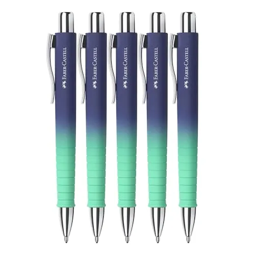 Faber-Castell Poly Ball XB Kugelschreiber Buzzing Blue 5er dokumentenecht