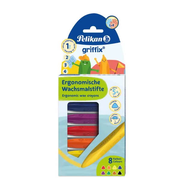 Pelikan griffix Wachsmalstifte 8 Farben wasserfest