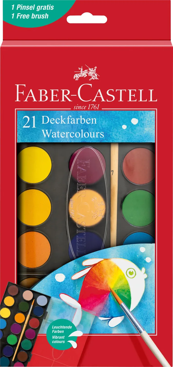 Faber-Castell Wasserfarbkasten Deckfarben mit Pinsel