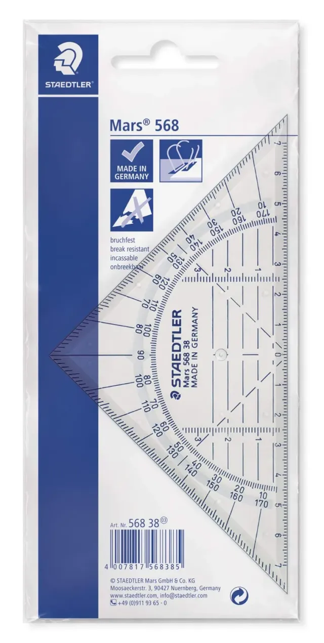 STAEDTLER Mars 568 38 Geometriedreieck 16 cm transparent