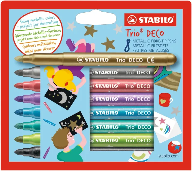 STABILO Trio DECO Metallic-Filzstift 8 Farben XL-Spitze 3 mm