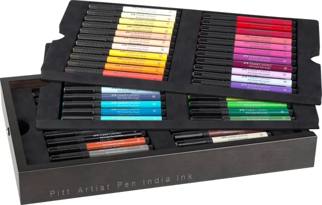 Faber-Castell Pitt Artist Pen Tuschestifte 66er Holzkoffer