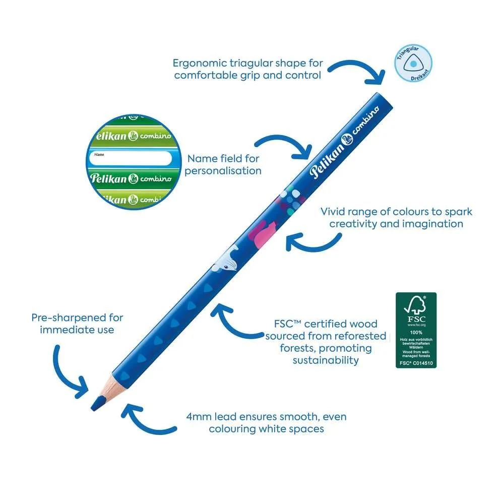 Pelikan combino Jumbo Buntstifte 12 Stück dreieckig dick Tiermotive