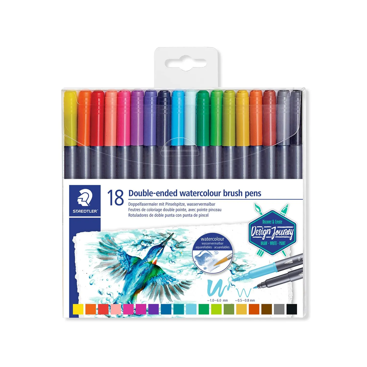 STAEDTLER 3001 Doppelfasermaler Pinselstifte Etui