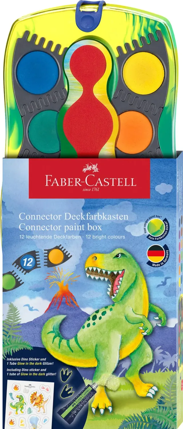 Faber-Castell Connector Wasserfarbkasten Dino 12 Farben