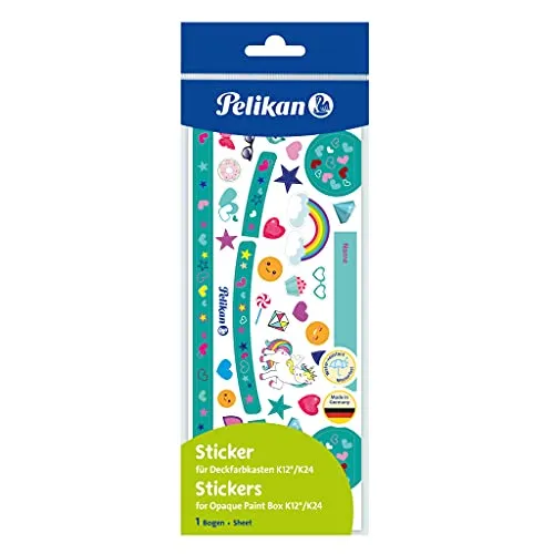 Pelikan 700863 Sticker für Deckfarbkasten K12/K24 Türkis Herzen 10 Stück