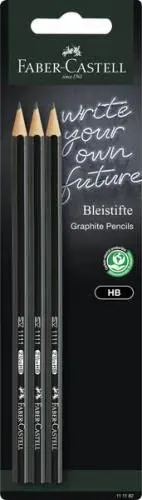 Faber-Castell 1111 Bleistifte HB 3er schwarz gespitzt